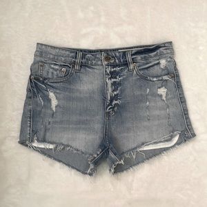 Pistola Gigi High Waisted Distressed Cutoff Blue Wash Jean Shorts